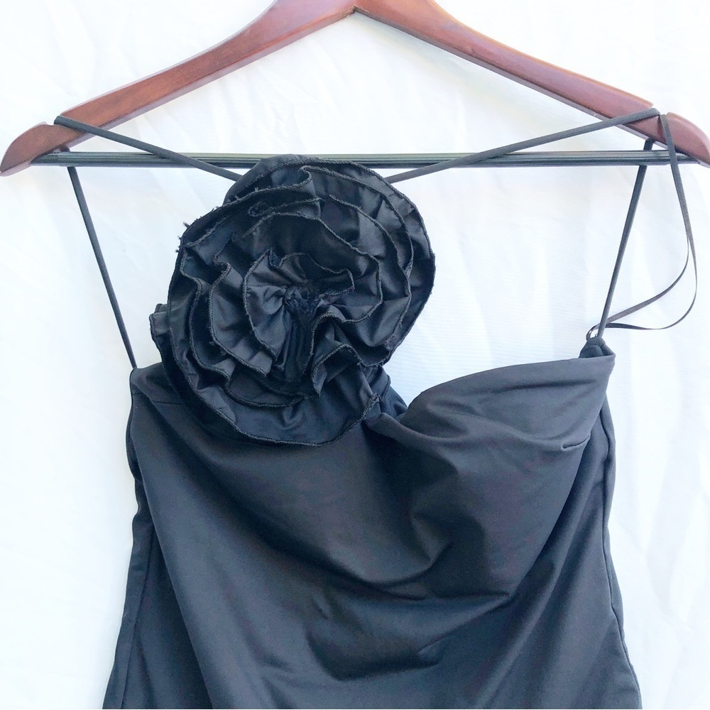 ZARA | NWT ASYMMETRICAL FLORAL ROSETTE SWIMSUIT ONE-PIECE IN BLACK XL - Picture 6 of 10